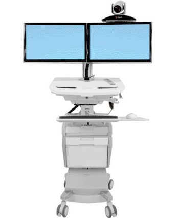 Image: The new StyleView Telepresence cart with dual monitors (Photo courtesy of Ergotron).
